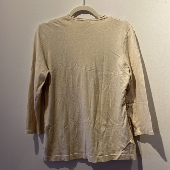 Chico's 0 Small Cardigan w/ Neutral Sequins Cream 3/4 Sleeves * - Picture 9 of 9